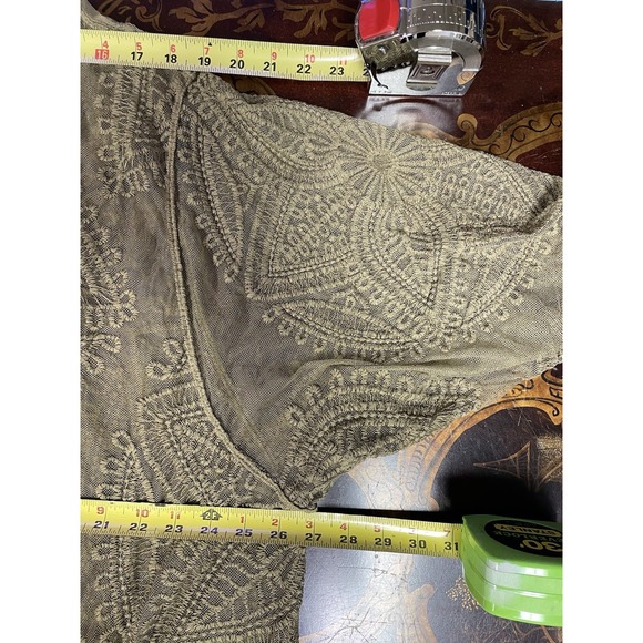 Sonoma Green Embroidered Mesh Lace Sheer Kimono Duster Cover Up Boho Fairy 3XL-4 - Picture 7 of 11